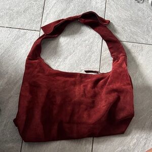 Anthropologie Elegant Red Suede Women's Bag